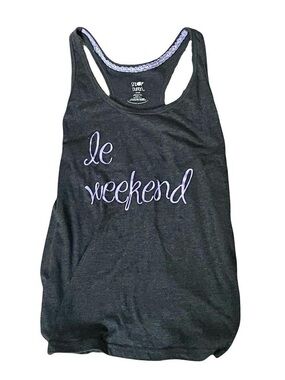 "Le Weekend" Black Racerback Pajama Tank